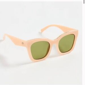 Le Specs Ivory Sunglasses with Olive Lenses and case. So chic. Showstopper!